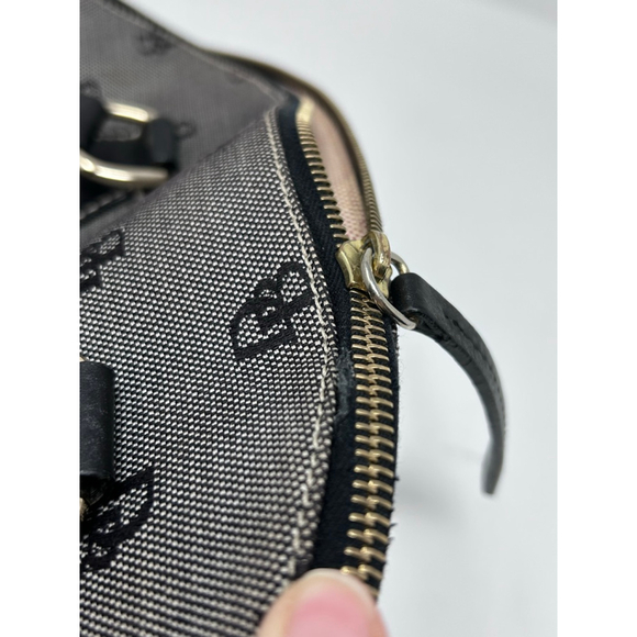 Dooney & Bourke Gray Monogram Canvas Leather Dome Satchel Bag Large - Picture 14 of 16